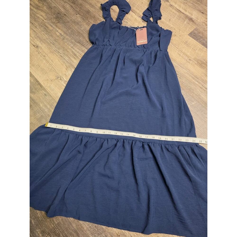 Yesfashion Womens Size S Navy Blue Tiered Ruffle Strap Smocked Midi Dress NWT - Picture 4 of 8